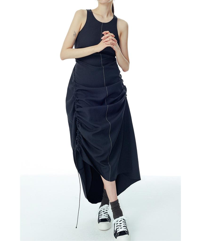 RECODE Back Panel Drawstring Dress_Rqdam23531Bkx
