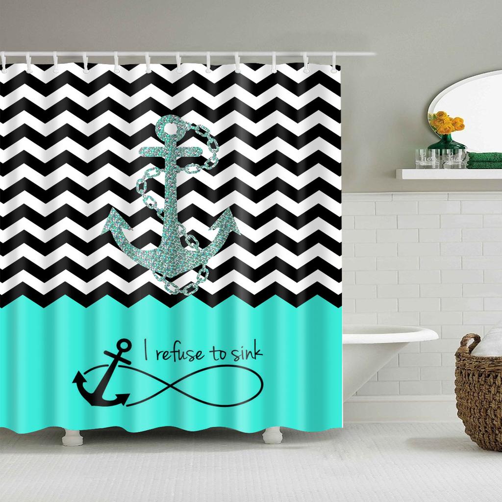 Sea Beach Shell Printed Anchor Octopus Pattern Shower Curtain Bathroom Curtains With Hooks Waterproof Products Bathroom Decor