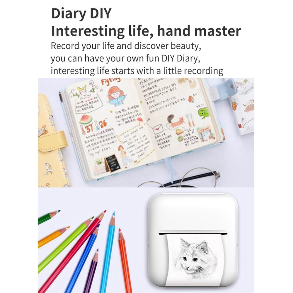 Mini Pocket Printer Portable 58mm Thermal Printer Machine Wireless BT Connection for Picture Label DIY Handcraft List