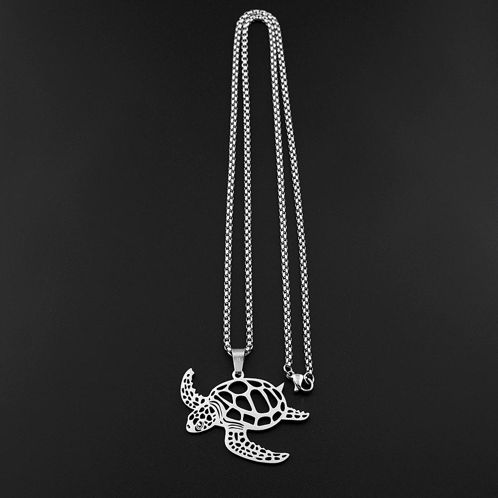 Sea Turtle Aumakua Pendant Necklace For Women Men Stainless Steel Silver Color Hawaiian Ocean Culture Male Chain Jewelry Gifts