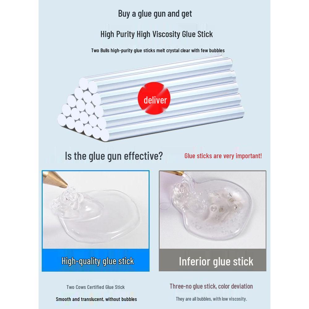 High Viscosity Hot Melt Glue Gun with 7-11mm Sticks for Children's Crafts and Household Use