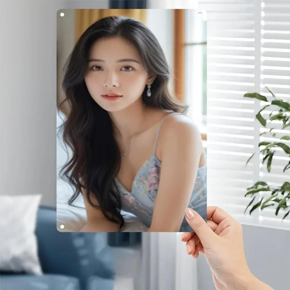 Vintage Metal Wall Decor Women Portrait 2D Flat Iron Wall Art Sign 20x30cm