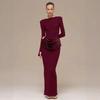 Autumn and Winter New Solid Color Temperament Celebrity Long-sleeved Slim-fitting Pleated Hip-wrapped Dress