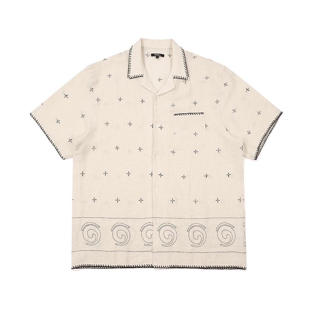 MALBON GOLF [Paradise In Play] Embroidered Linen Shirt Ivory