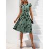 Elegant Personality Abstract Pattern Printed Pleated Dress