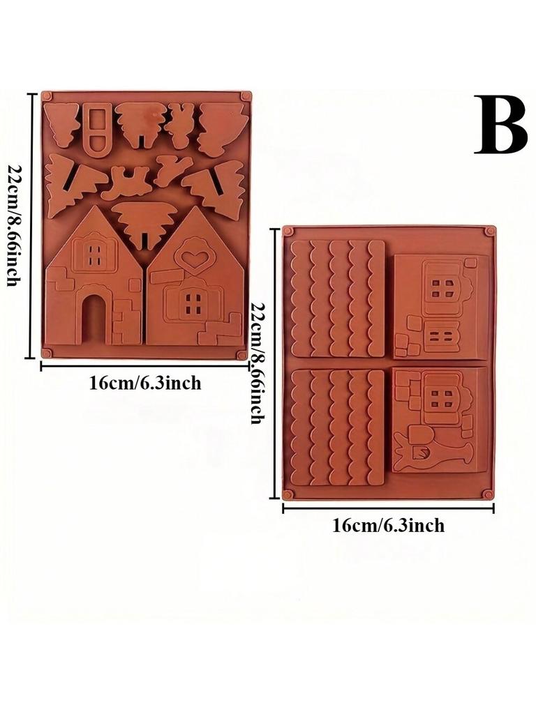 Christmas Silicone Mould Christmas Gingerbread House Silicone Mold Handmade Soap Chocolate Cake Mould DIY Biscuits Baking Tool