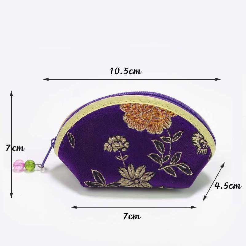 

Изысканный кошелек-мешочек в китайском стиле на молнии, женская сумка для хранения ювелирных изделий, многоцветная вышивка, тканевый мешочек для украшений, контейнер для браслетов темно-фиолетового