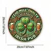 Metal Wall Art Irish Pub Sign Retro Round Metal Poster 20x20 Cm Vintage Decor for Bar Garage