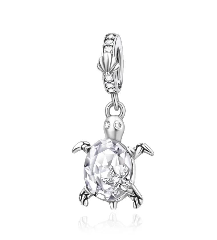 New Summer Murano Glass Sea Turtle Dangle Charm Colorful Crystal Pendants Fit Original Bracelet Copper Fine Jewelry