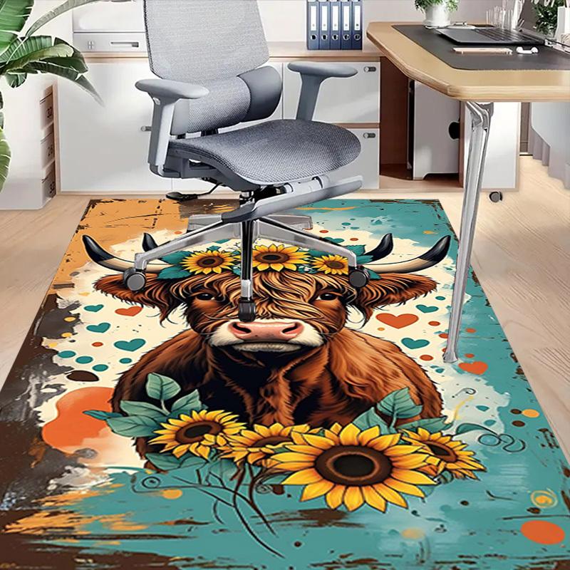 1PC Cow Sunflowers Extra Large Non Slip Floor carpet, Office, family, Studio Large Area Rug Indoor Rugs, Bold Statement Piece