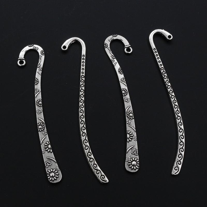 10pcs Vintage DIY Bookmark Charms Flower Antique Silver Plated Zinc Alloy Charms Pendant for Bookmarks Metal Jewelry Accessories