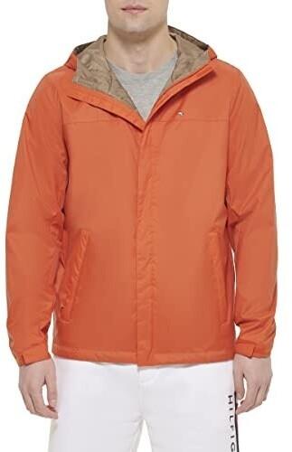 

Демисезонная куртка Tommy Hilfiger Легкие дышащие водонепроницаемые макинтоши оранжево-красного цвета с зигзагообразным рисунком M M
