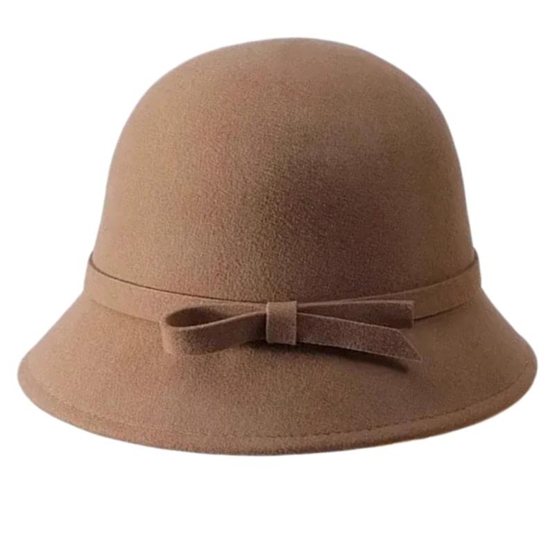 Princess Cloche Hat Handmade Woolen Hat Elegant Sun Hat Surprise Gift for Girlfriend for Vacations French Style