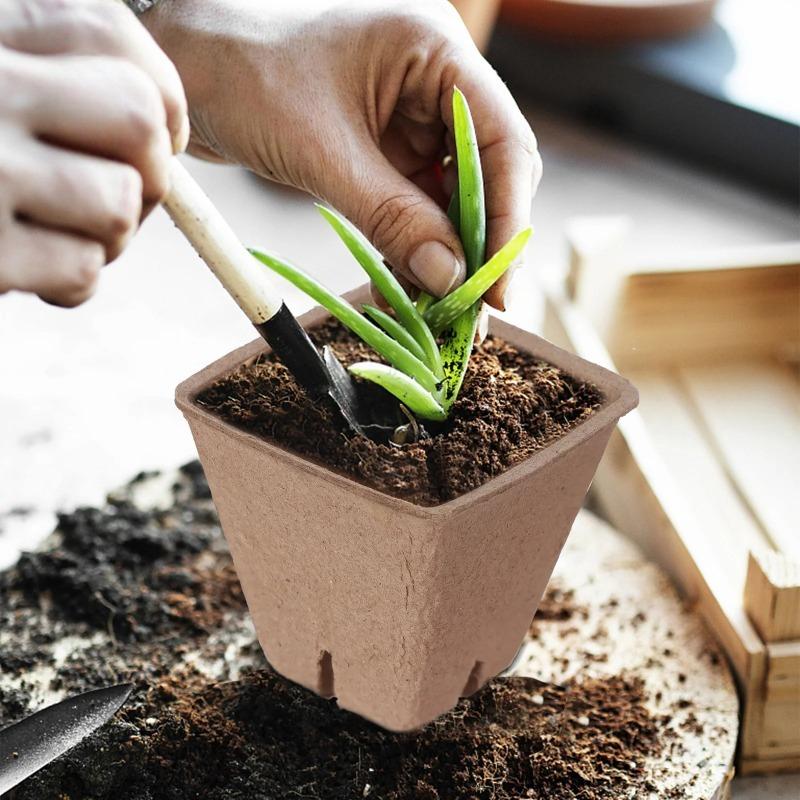 10set Seeding Starter Pots Biodegradable Fibre Paper Nursery Pots With Humidity Dome Compostable Peat Seed Plant Pots