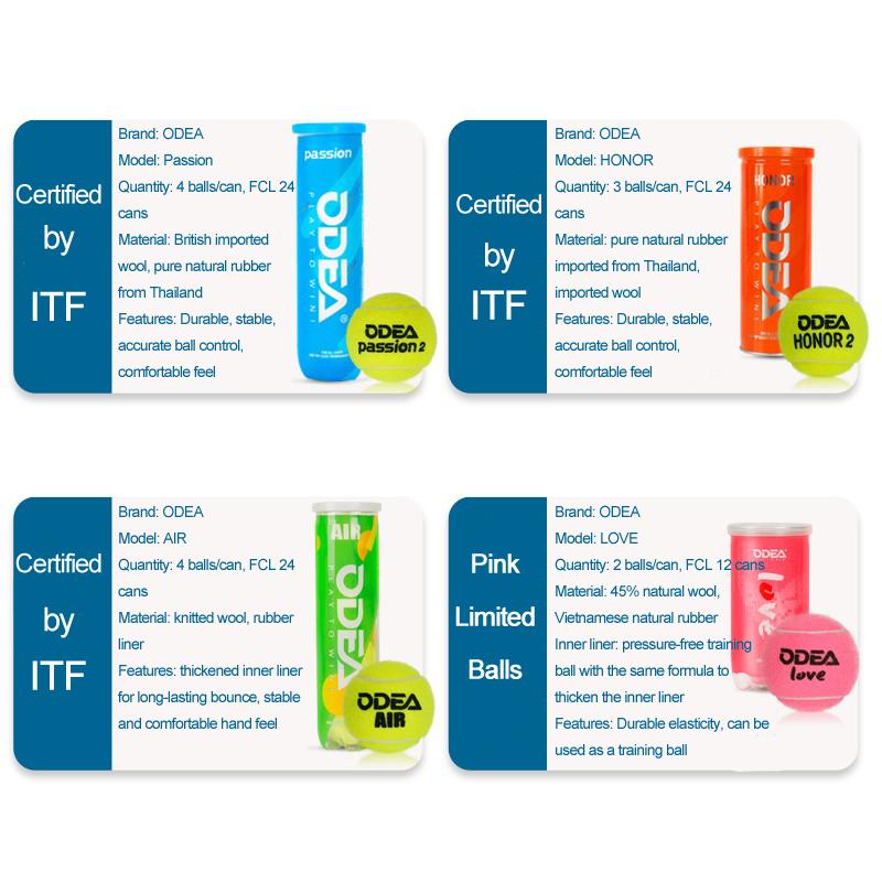 Tennisbollsburkar ODEA Professionell Ullfilt Gummi ITF Godkänd Elasticitet Tävling Träning Tennis Cricketboll