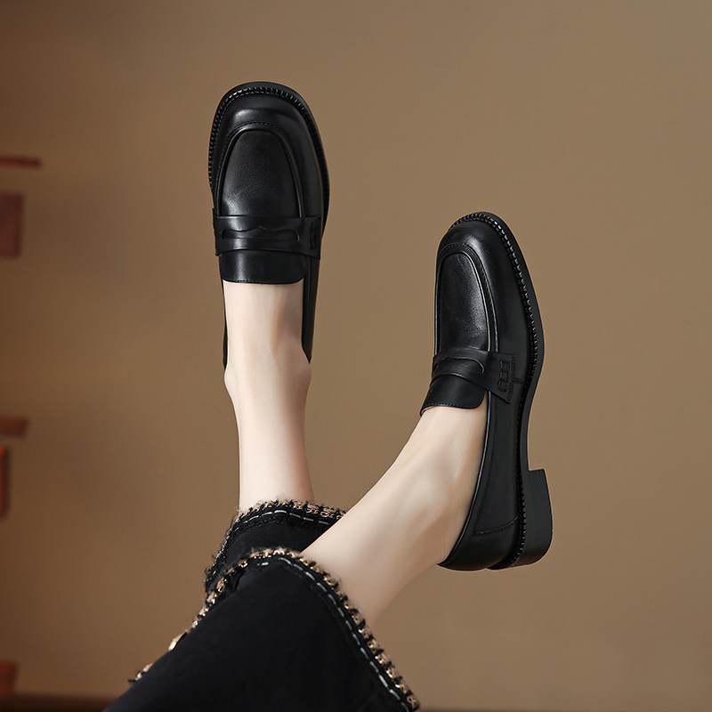 Krazing Pot Kuhleder Runde Zehenpartie Größe 42 Slipper Dicke Mittelhohe Absätze Zum Hineinschlüpfen Gladiator Braun Schwarz Farbe Herbst Pumps