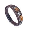 Multi Layer Leather Cord Tiger Eye Stone Bracelet Magnetic Clasp Men's Jewelry