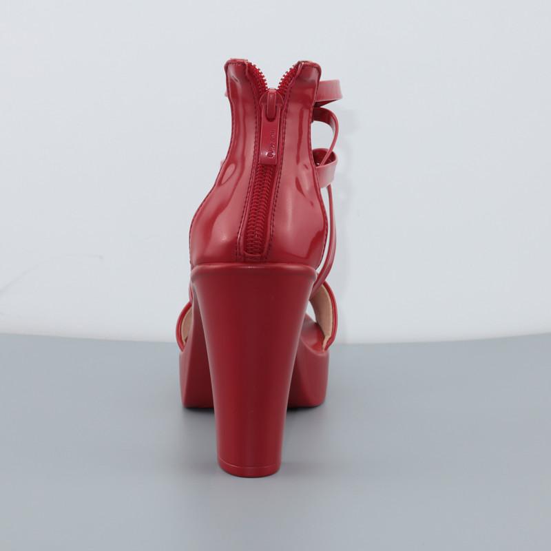 Big Size 32-43 Block Heel Platform Sandals Women Wedding Shoes Summer High Heels Gladiator Sandals Patent Leather Sandals