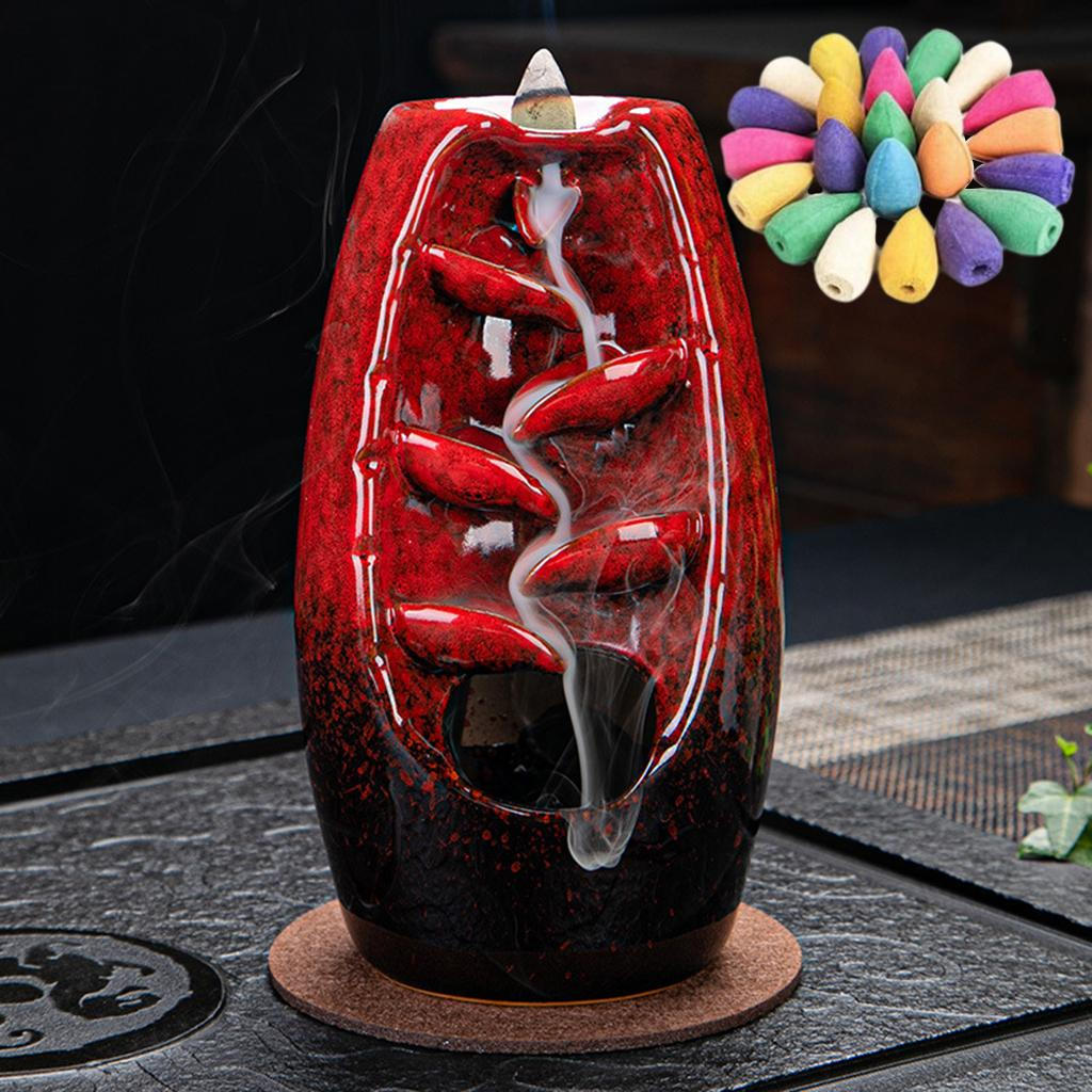Burner Holder Ceramic Flowing Back Censer with 50 Cones