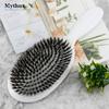 Mythus Wildschweinborsten-Paddel-Haarbürste, Salon-Friseursalon, ovaler Haarkamm für Kopfhautmassage, Haarborstenbürsten