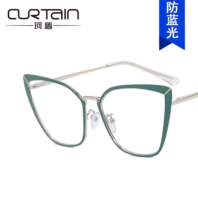 European and American metal cat eye glasses frame new flat mirror plain anti-blue light can be matched with myopia glasses frame