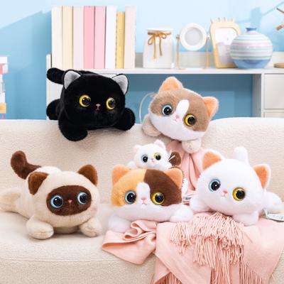 Cute Black Cat Plush Pillow Soft Siamese Kitten Stuffed Animal with PP Cotton Cuddly Bedroom Decor Birthday Gift for Girls Cat Lovers
