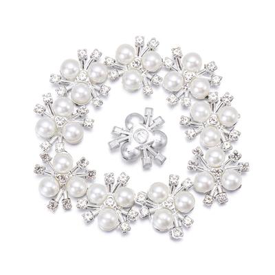 10PCS DIY Craft Hat Accessories Flower-shaped Headwear Clip Pearl Button Rhinestone Buttons Pearl Hairpins