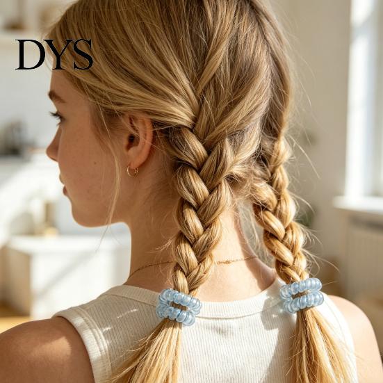 Stress-free Hair Tie 1 Pair Women Ties Pearlescent Color High Elasticity Phone Cord Shape Ropes Flexible Ponytail Holder Accessories Gentle Cutter
