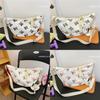 Cute Bear Print Cotton Shoulder Bag For Daily Use With Zipper Closure And Mobile Pocket