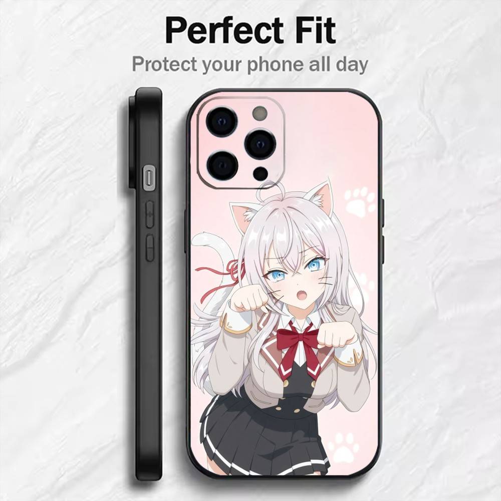 

Аниме Милый A-Аля Чехол для телефона для iPhone 17, 16, 15, 14, 13, 12 Plus, Max Мягкий силиконовый Черный чехол iPhone13