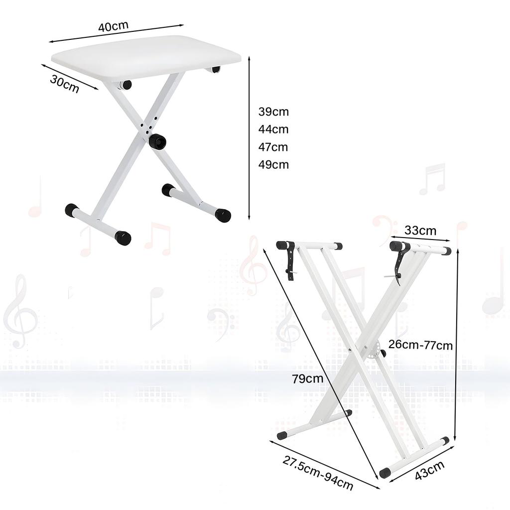 Keyboard Stand Bench Set Keyboard Stand Digital Piano Design Durable and Strong Dustproof Cap Included Height Thick Reinforced 4 Stable Standing