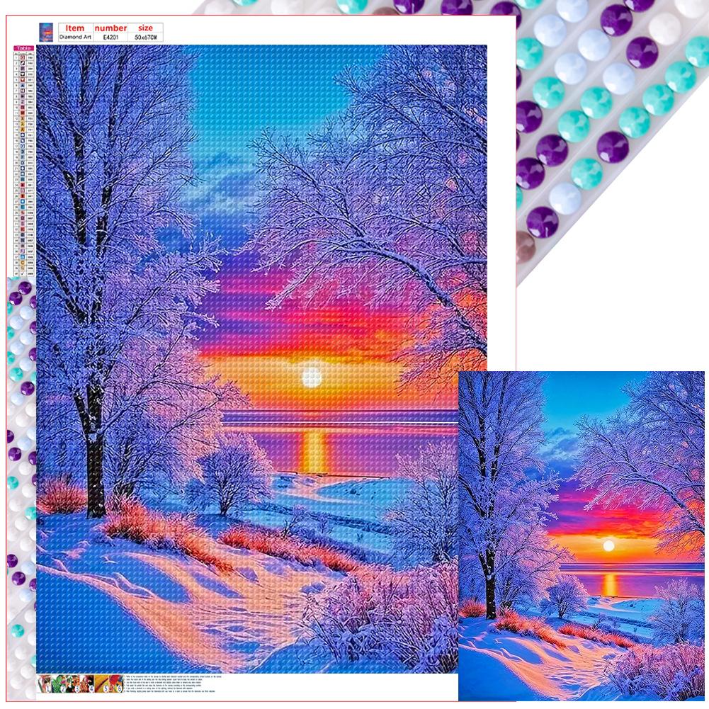

5D DIY Полный Круглый Дрель Алмазная Картина Снежная Сцена Комплект Домашний Декор Искусство 50x67m