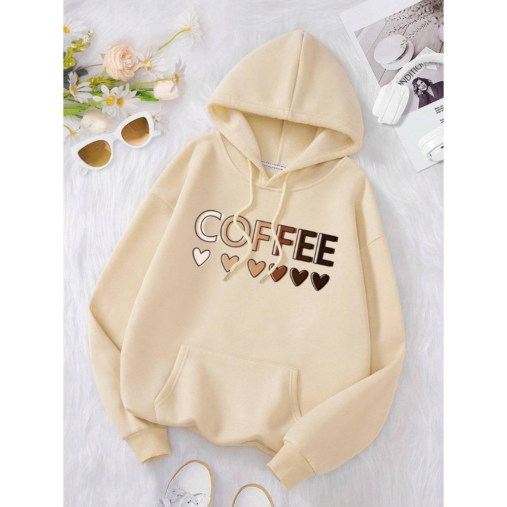 Love Coffee Funny Letter Graphic Printing Hoody Woman Fashion  Sweatshirt Casual S-6XL Hooded Autumn Oversized Clothing