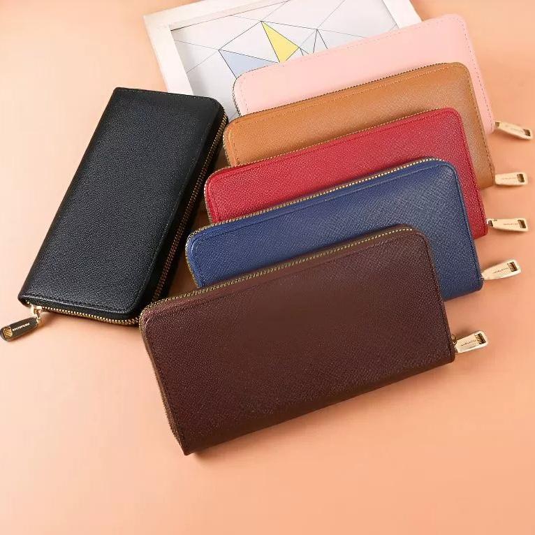 Einfache Leder Damen Geldbörse Herren Lang Reißverschluss Geldklammer Geldbörse Unisex Große Kapazität Kartenhalter Clutch