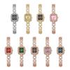 Gold Stainless Steel Square Watch Luxury Diamond Inlaid Quartz Watch Bracelet Watch  Girls Gift
