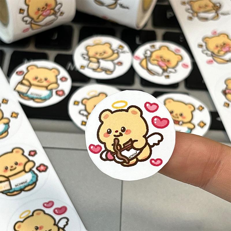 500Pcs/Roll Cute Round Seal Stickers Rolls Stickers Graffiti Luggage Stickers Toys