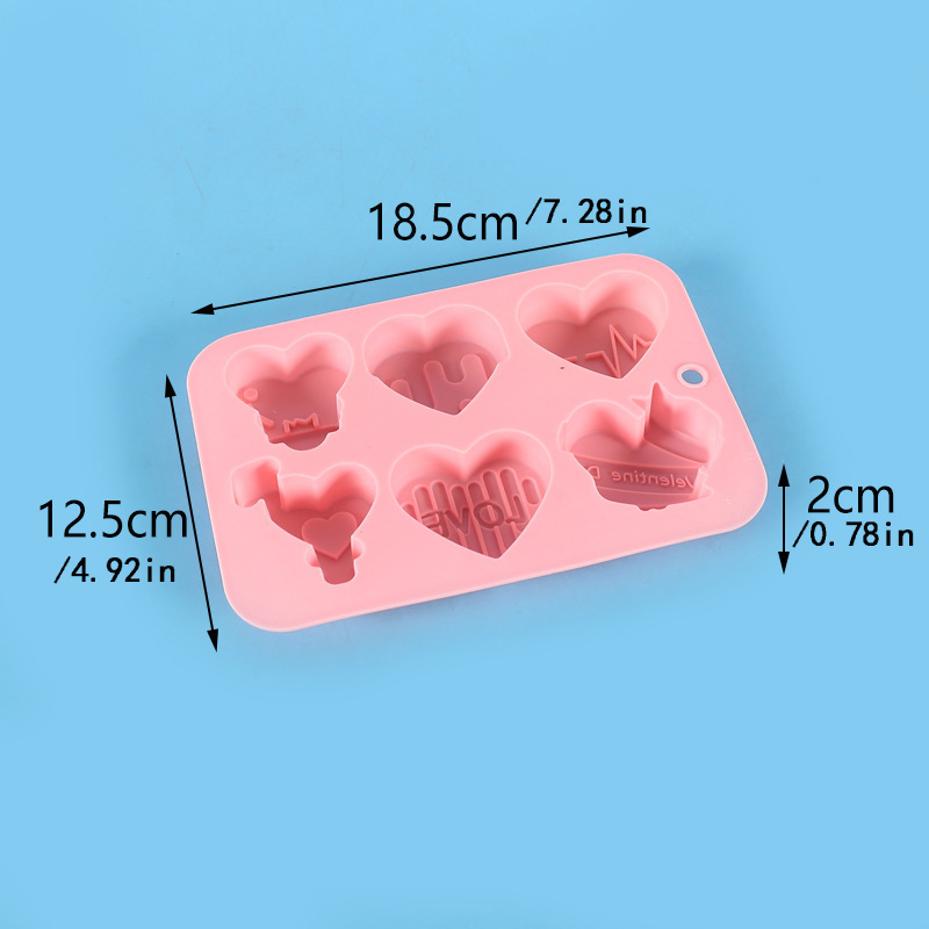 1 Pcs 6 Holes Love Silicone Candy Mold DIY Heart Shaped Candle Soap Mould Chocolate Pudding Jelly Cake Decoration Baking Tools