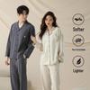 "Antibacterial Stretch Cotton Panda Pajamas Set – Men's and Women's Autumn Cardigan, Casual Homewear"