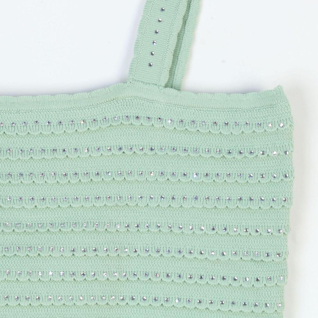 French Round Neck Knit Set: Elegant Fishtail Skirt with Beading, Spring/Summer Style