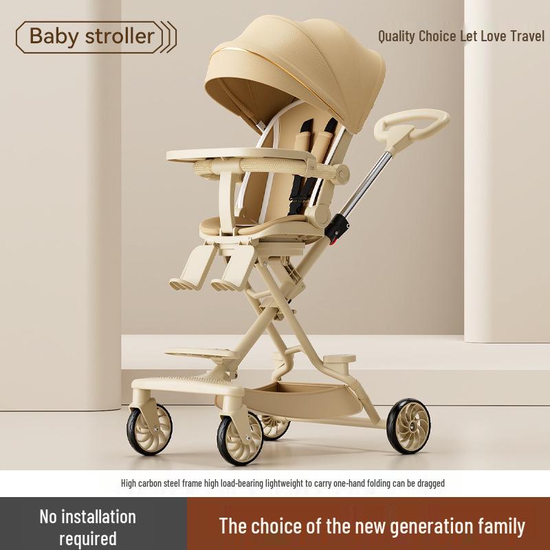 Lightweight Reclining & Sitting Baby Stroller - Two-Way Foldable Newborn & Kids Stroller