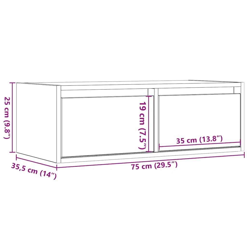 TV Cabinet with LED Lights Artisan Oak Finish 75 x 35.5 x 25 cm