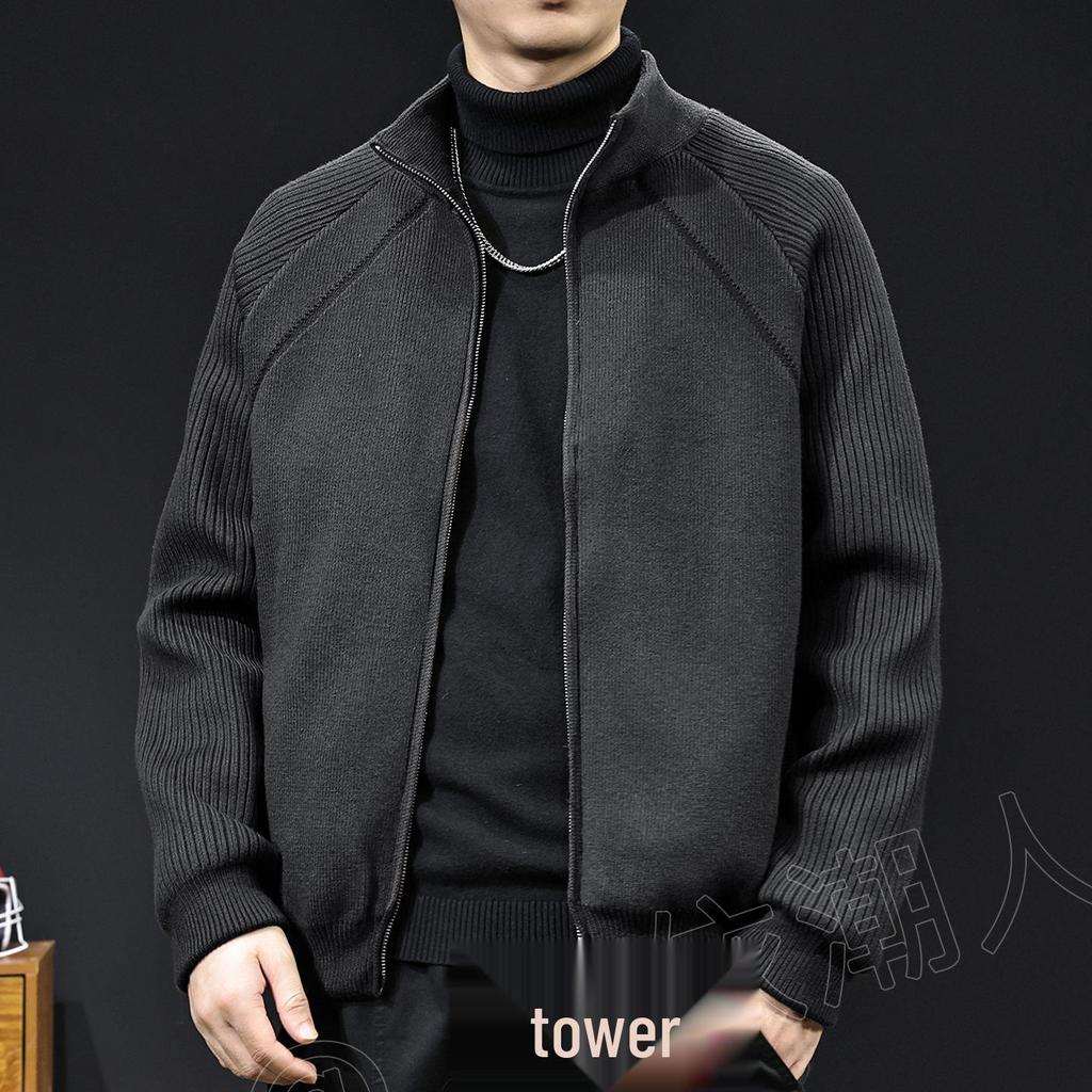 Herren High-Neck Weiße Daunenjacke: Strickmantel Pullover für Herbst/Winter 2025, Lässig und Übergröße.
