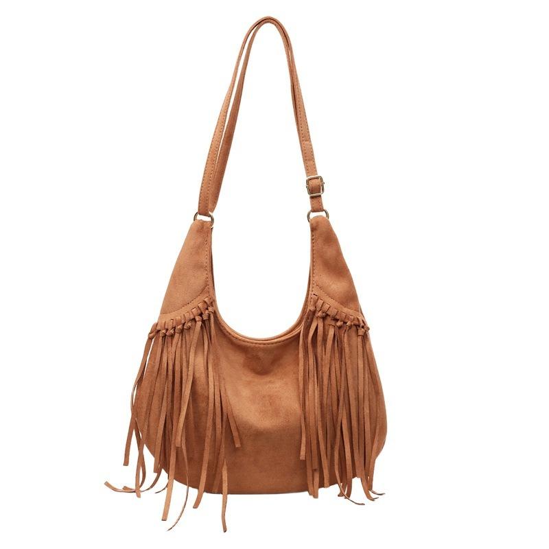 Retro matte fringed underarm bag women's early autumn large-capacity versatile wasteland wind casual shoulder messenger bag