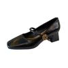 G2322-220 temperament retro Mary Jane shoes women's 2025 new thick-heeled single shoes one-word buckle high heels