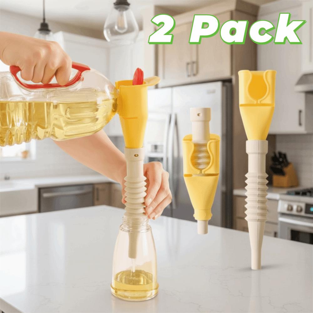 2PCS Wide-mouth Extendable Kitchen Funnel Telescopic Hose Sauce Dispensing Funnel Home