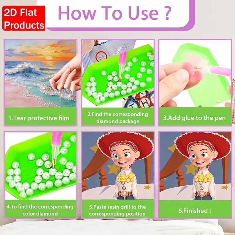 Disney Pearl Art Toy StoryJessie's Childhood DIY Handmade Pearl  Gemstone Art Kit | Uniquely Shaped Craft for Home Wall Decor