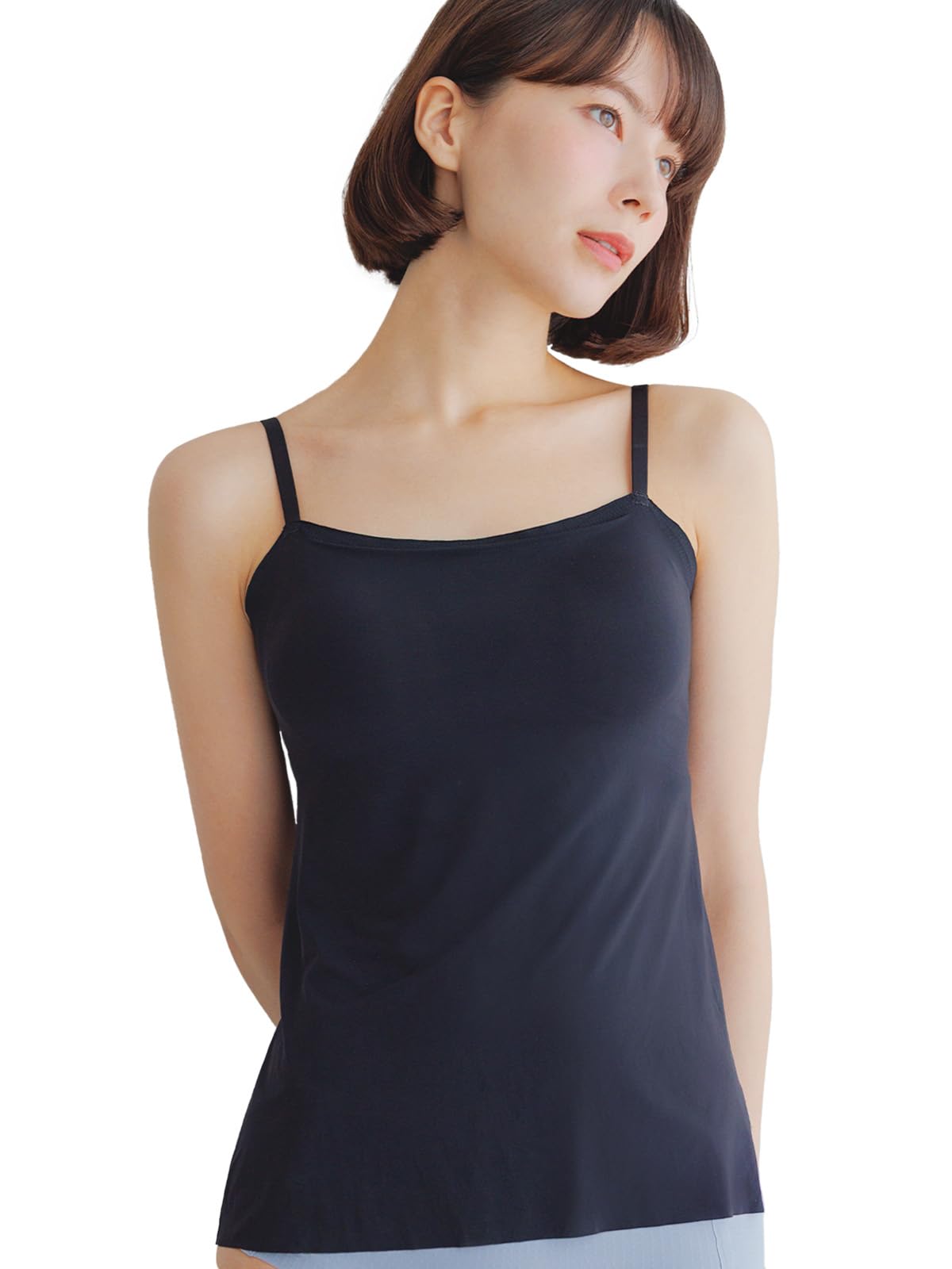 

Топ-бра майка с чашками [Bambi Water], прохладный, влагоотводящий, быстросохнущий, женский, нижнее белье, ками, (Черный, С) чёрный