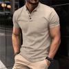 Herren Henry-Kragen Kurzarm Poloshirt Slim Fit Muskel Lässiges T-Shirt Business Pendeln Unifarbenes Oberteil