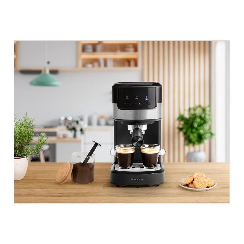 Radiola - Raes2315bx - Noir/inox - Machine Expresso 2 Tasses - 15 Bars - Réservoir 1,25l