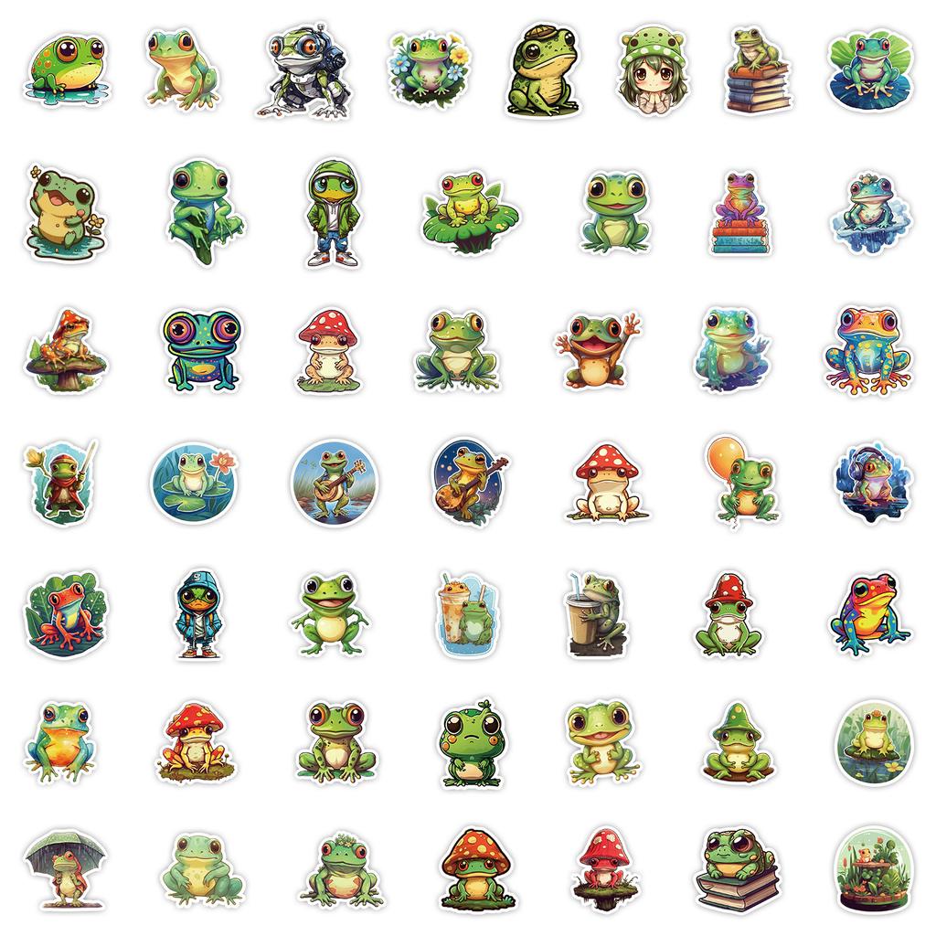 50 Pieces of Free Frog Stickers for Mobile Phone Computer Decoration Stickers Waterproof Creative Children's DIY Stickers